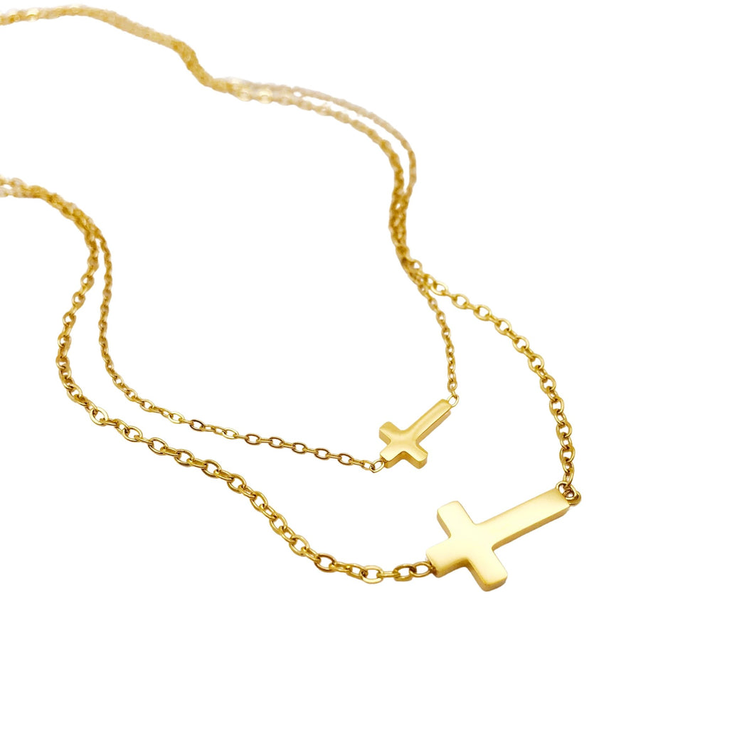 Collar Doble con Cruces
