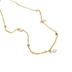 Collar Perlas y Zirconias Multicolor